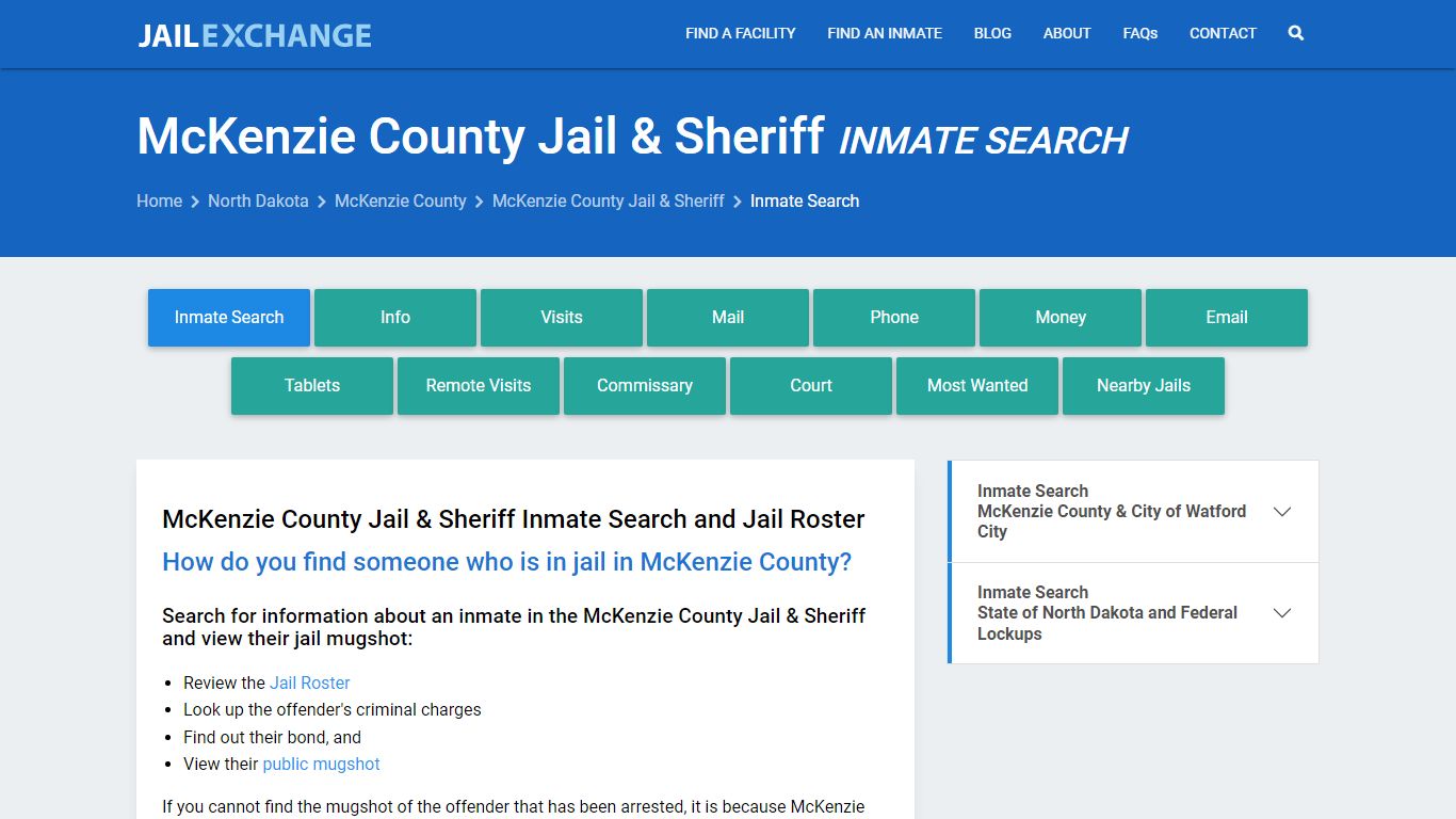 McKenzie County Jail & Sheriff Inmate Search - Jail Exchange