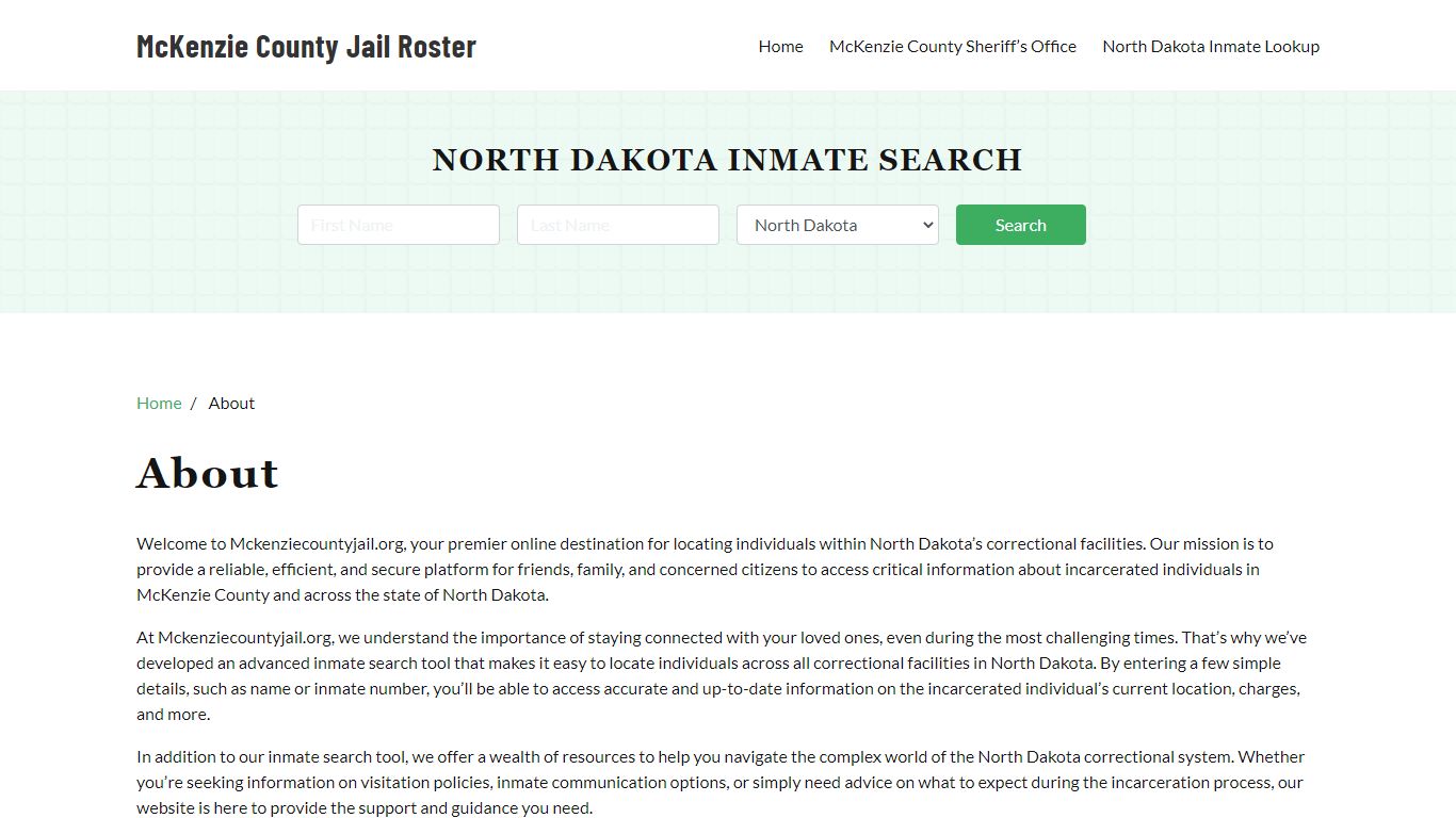 North Dakota Inmate Search - mckenziecountyjail.org